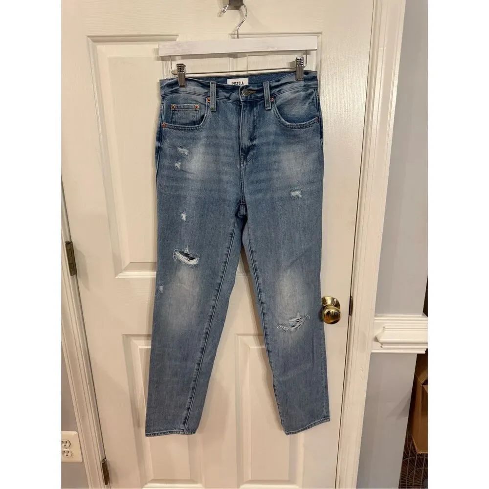 Pistola High Rise Distressed Straight Leg Jeans sz 25 EUC